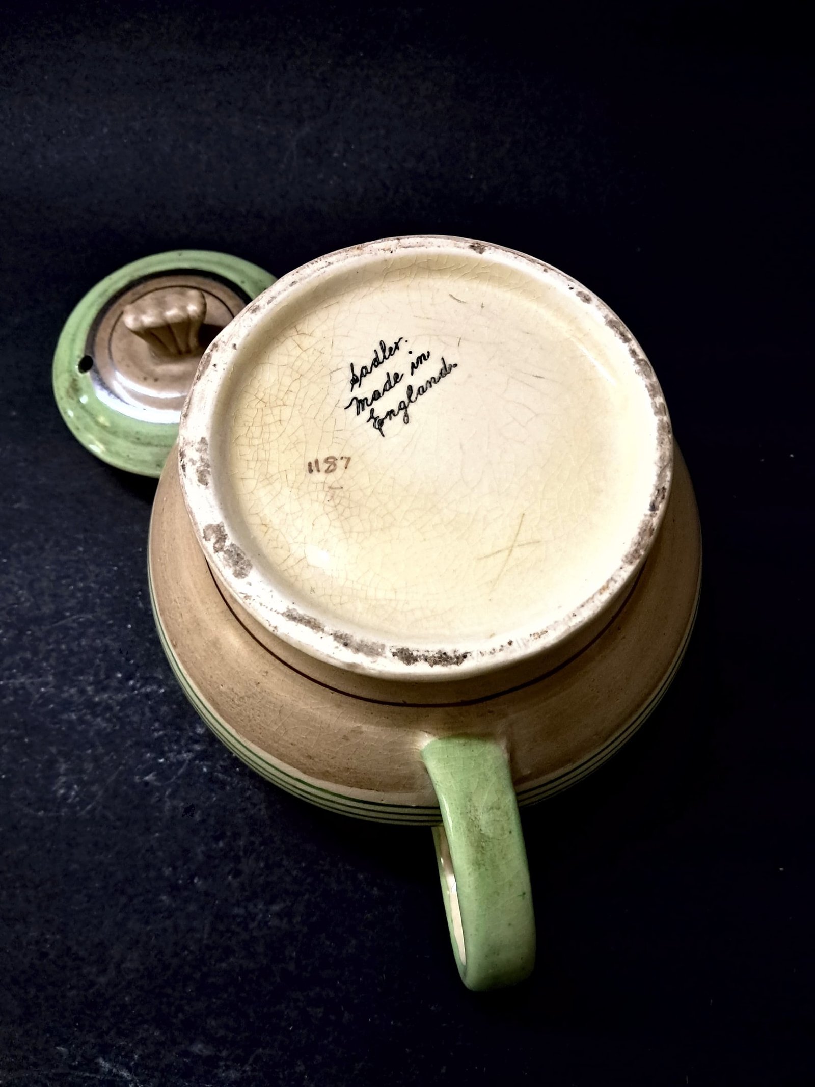 Vintage Sadler Green Mottled Teapot Made in England