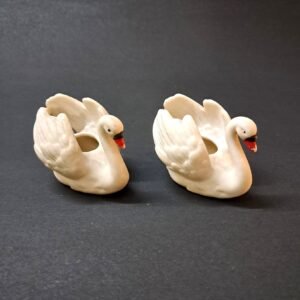 Goebel White Porcelain Swan Candle Holders Set of 2 | Vintage Collectible Decor