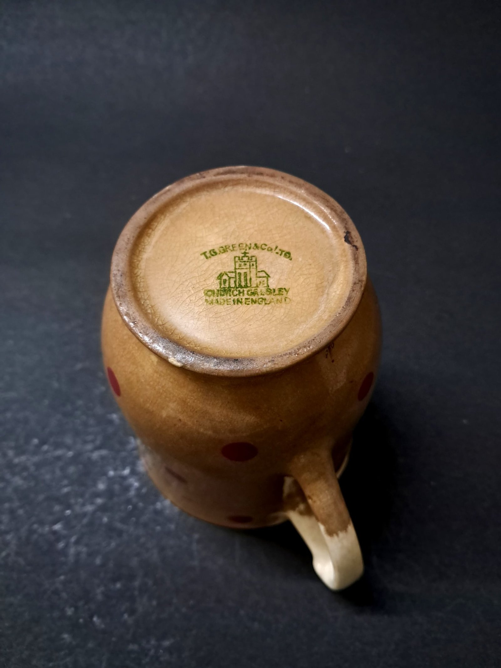 Vintage T.G. Green Church Gresley Polka Dot Pottery Milk Jug / Creamer – Made in England