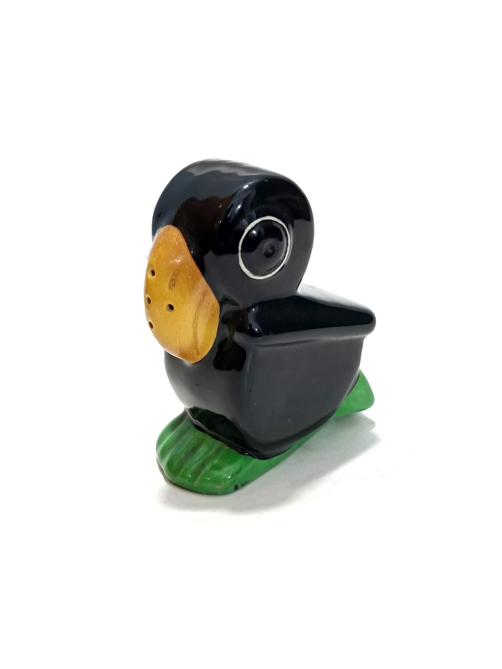 Vintage Black Porcelain Duck Seasoning Shaker