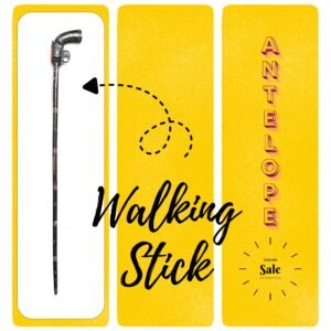 Vintage Deer Antelope Walking Stick – Ornate Traditional Cane