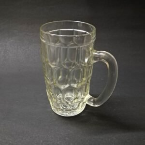 Vintage Clear Glass Beer Mug – Textured Pattern with Sturdy Handle