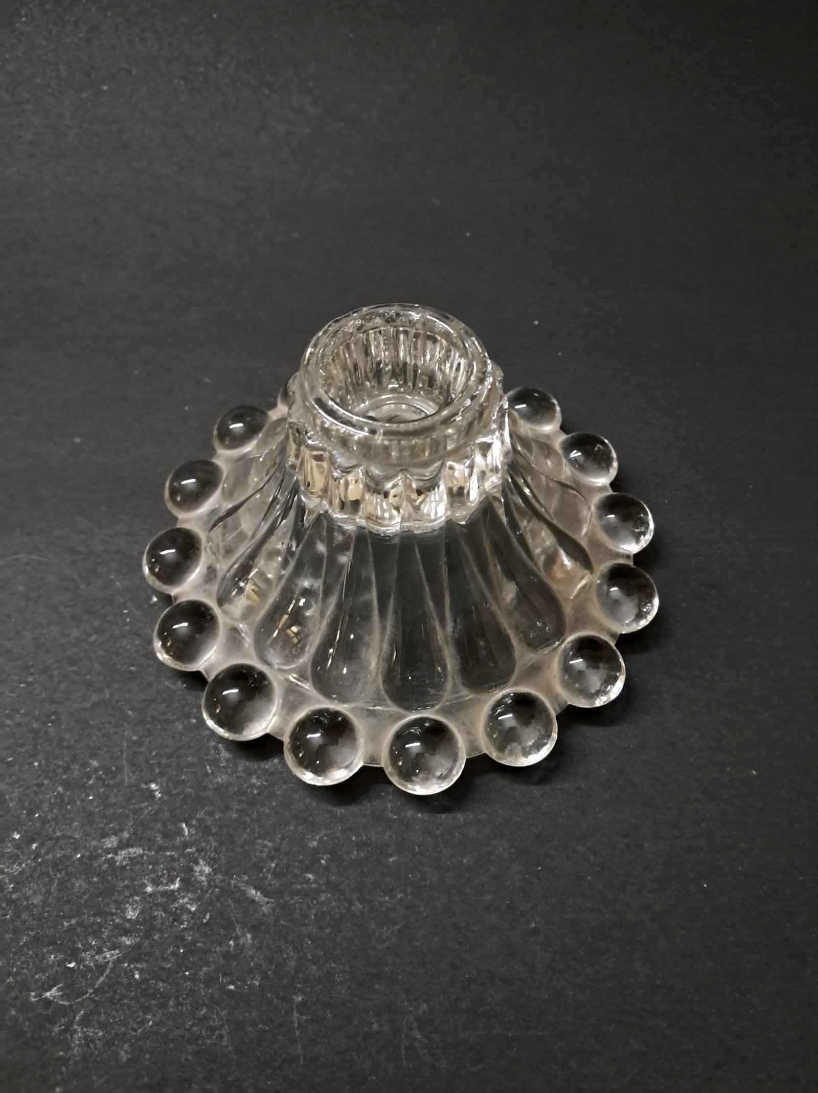 Vintage Anchor Hocking Berwick Boopie Clear Glass Candle Stick Holder 1950s