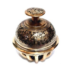 Vintage Brass Elephant Claw Bell – Ornate Engraved Decorative Collectible
