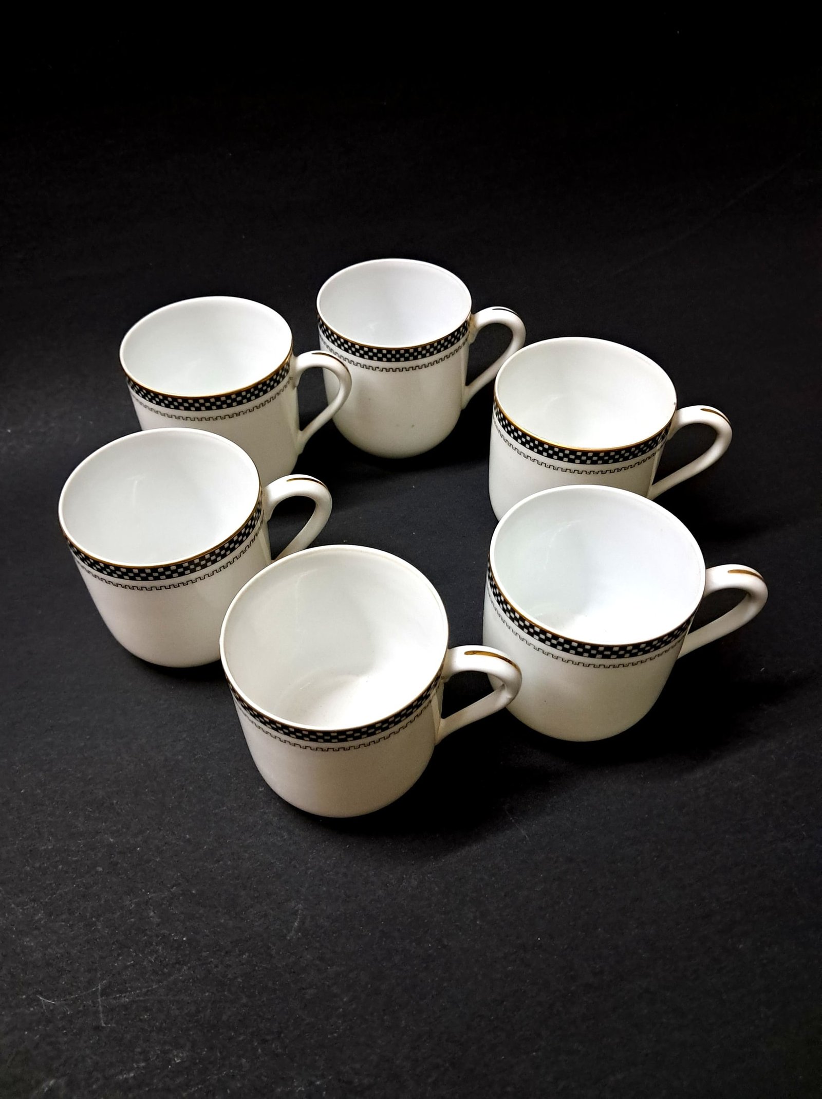 Vintage Coffee Set with Tray – R.C. Made in Japan | Black & White Checkered Design