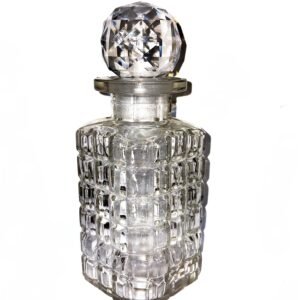Vintage Clear Glass Crystal Decanter with Faceted Spherical Stopper