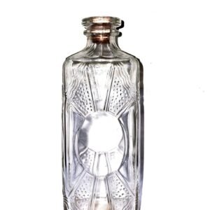 Vintage Clear Glass Decanter | Geometric Art Deco Style Barware
