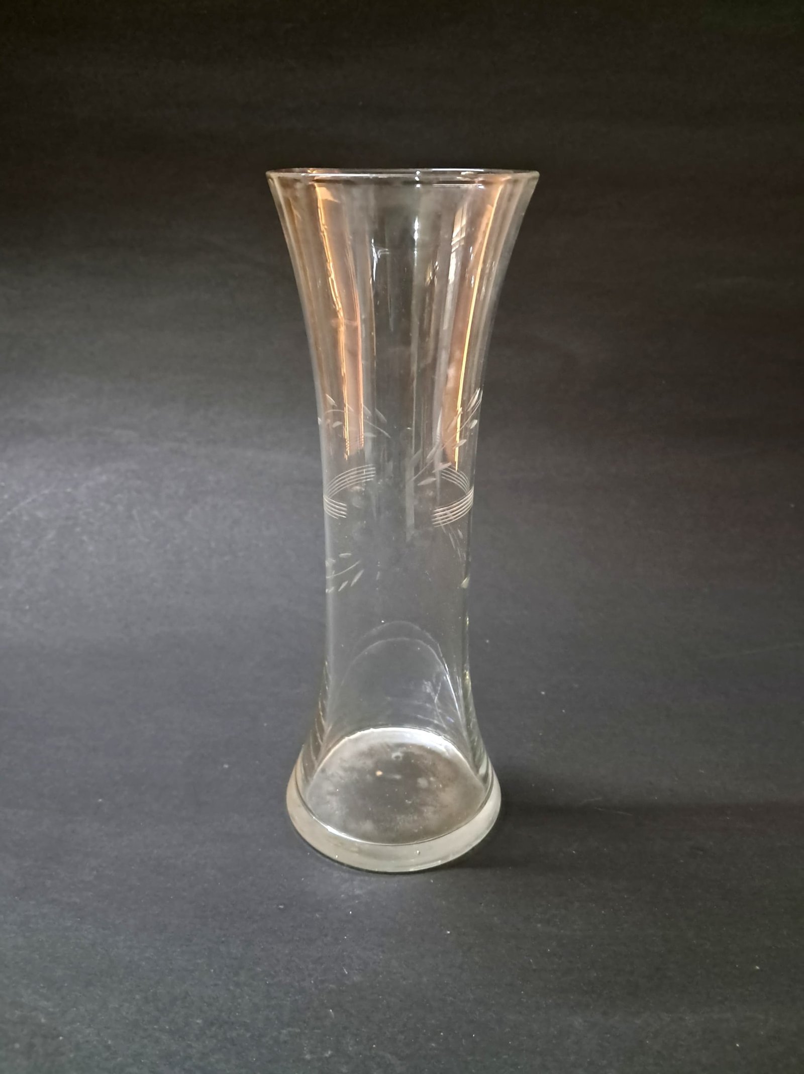 Vintage Etched Glass Floral Bud Vase | Antique Decorative Vase
