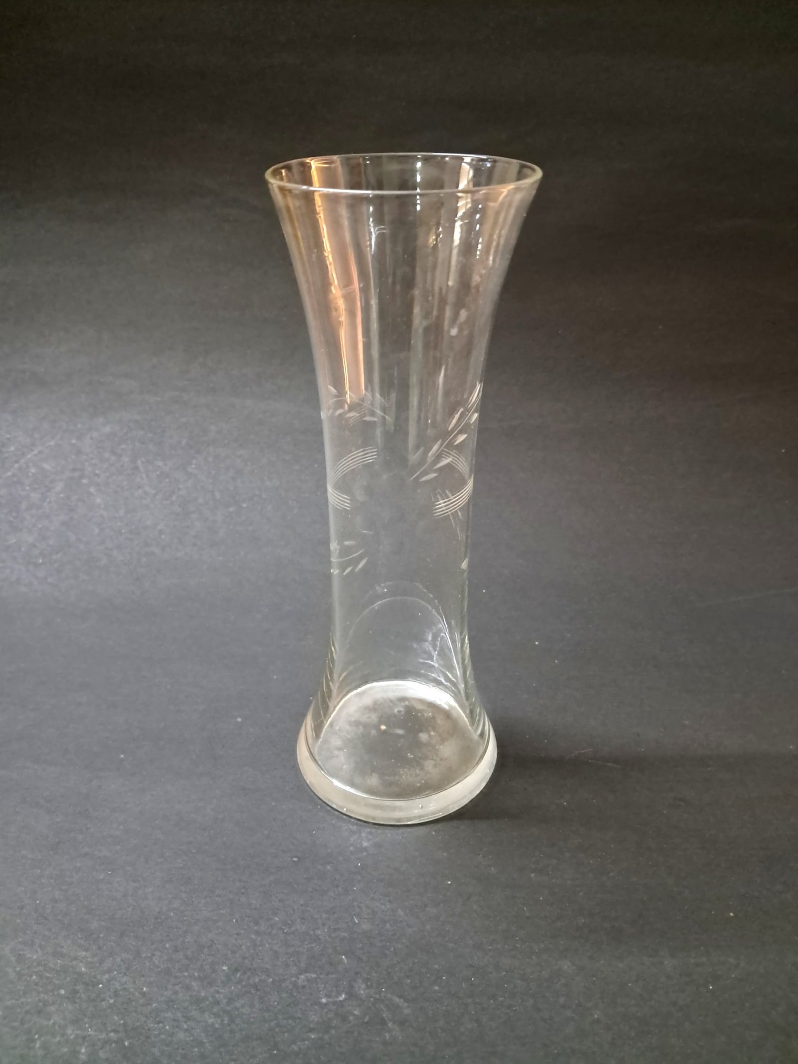 Vintage Etched Glass Floral Bud Vase | Antique Decorative Vase