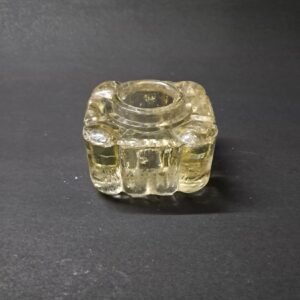 Vintage Heavy Clear Glass “Flower Petal” Design Inkwell – Decorative Desk Writing Accessory