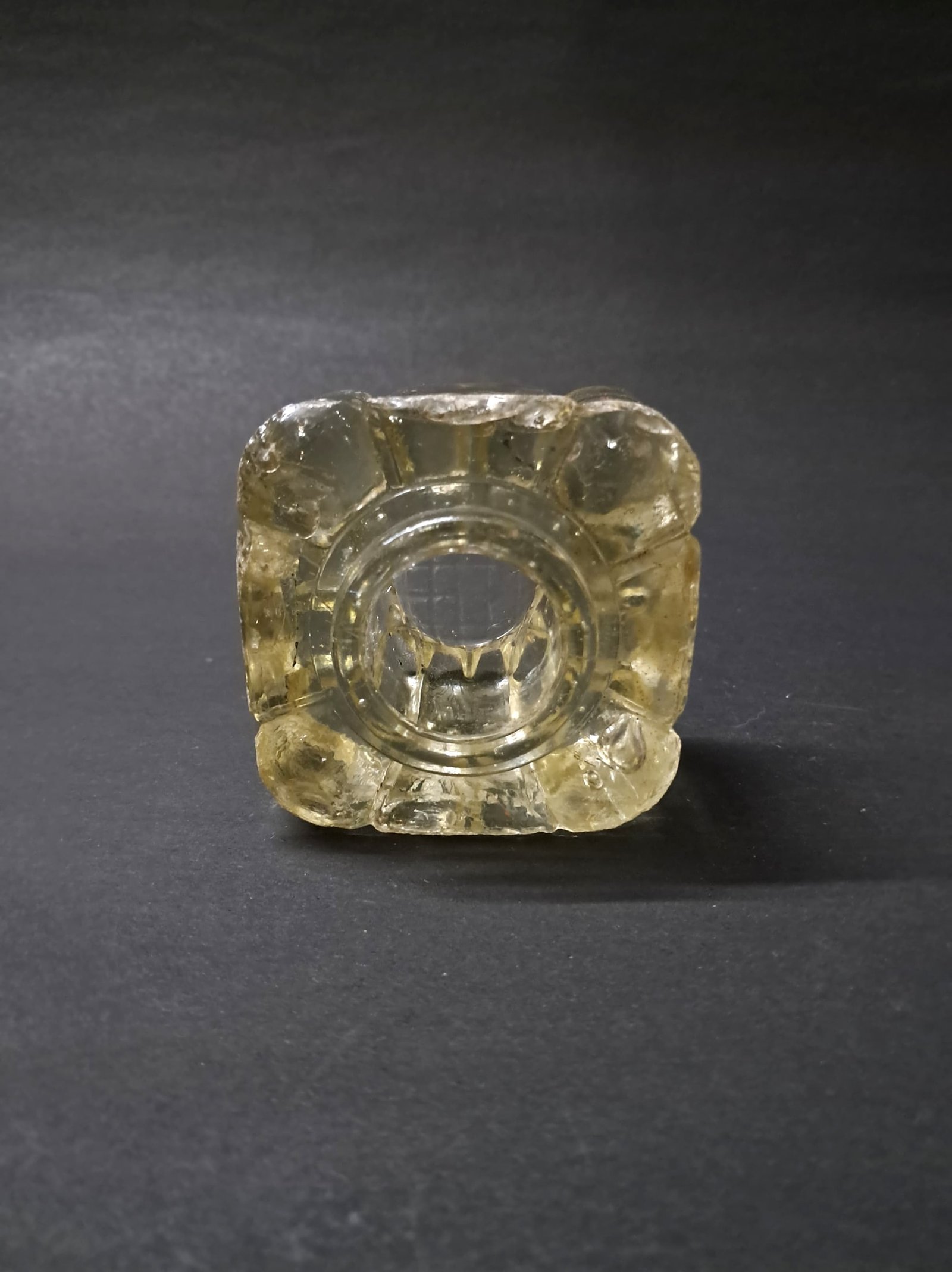 Vintage Heavy Clear Glass “Flower Petal” Design Inkwell – Decorative Desk Writing Accessory