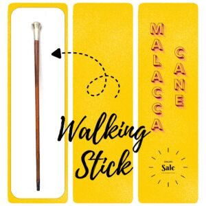 Vintage Malacca Cane Walking Stick with Separate 250g Silver Collar & Tip