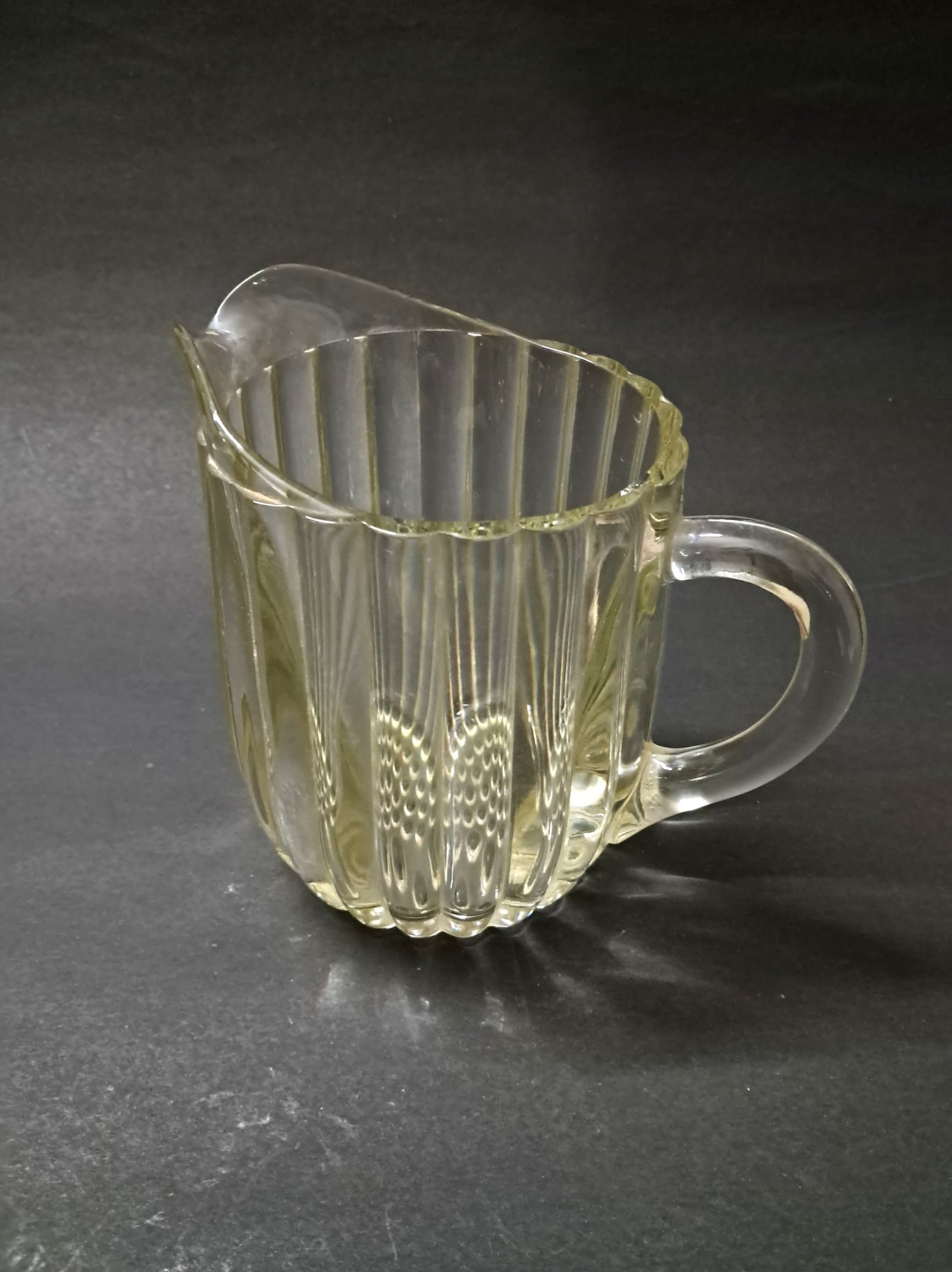 Vintage 1940s Jeannette Glass “National” Pattern Clear Glass Milk Pitcher