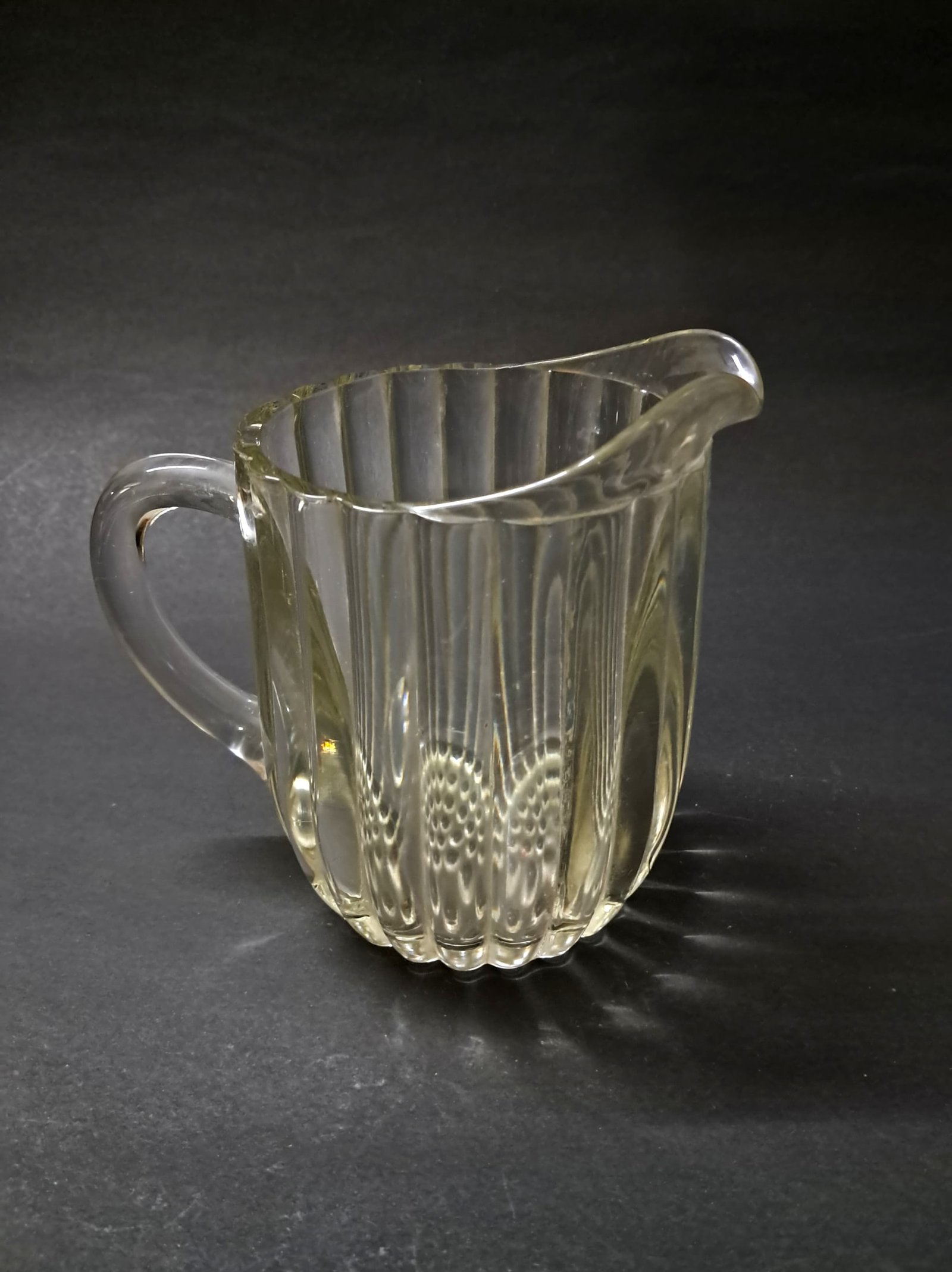 Vintage 1940s Jeannette Glass “National” Pattern Clear Glass Milk Pitcher