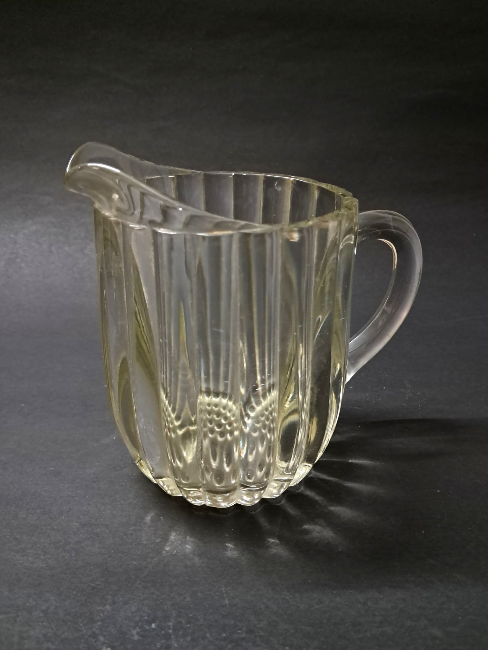 Vintage 1940s Jeannette Glass “National” Pattern Clear Glass Milk Pitcher