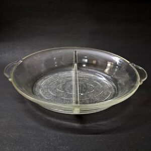 Vintage Clear USA Glasbake Oval Divided Baking & Serving Dish – Two Section Glassware