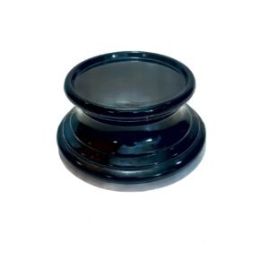 Vintage Black Glass Stepped Pedestal Vase Stand