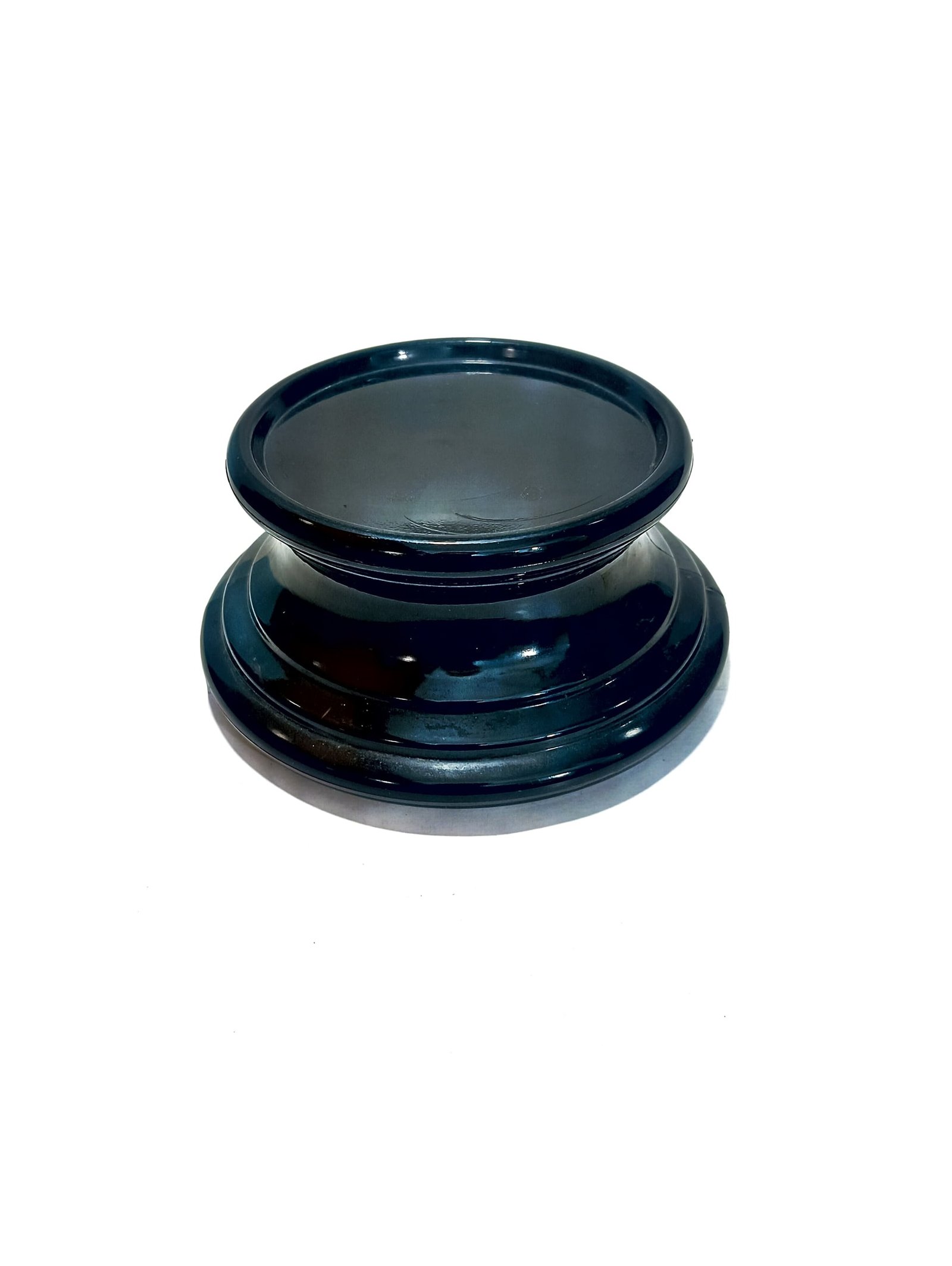 Vintage Black Glass Stepped Pedestal Vase Stand