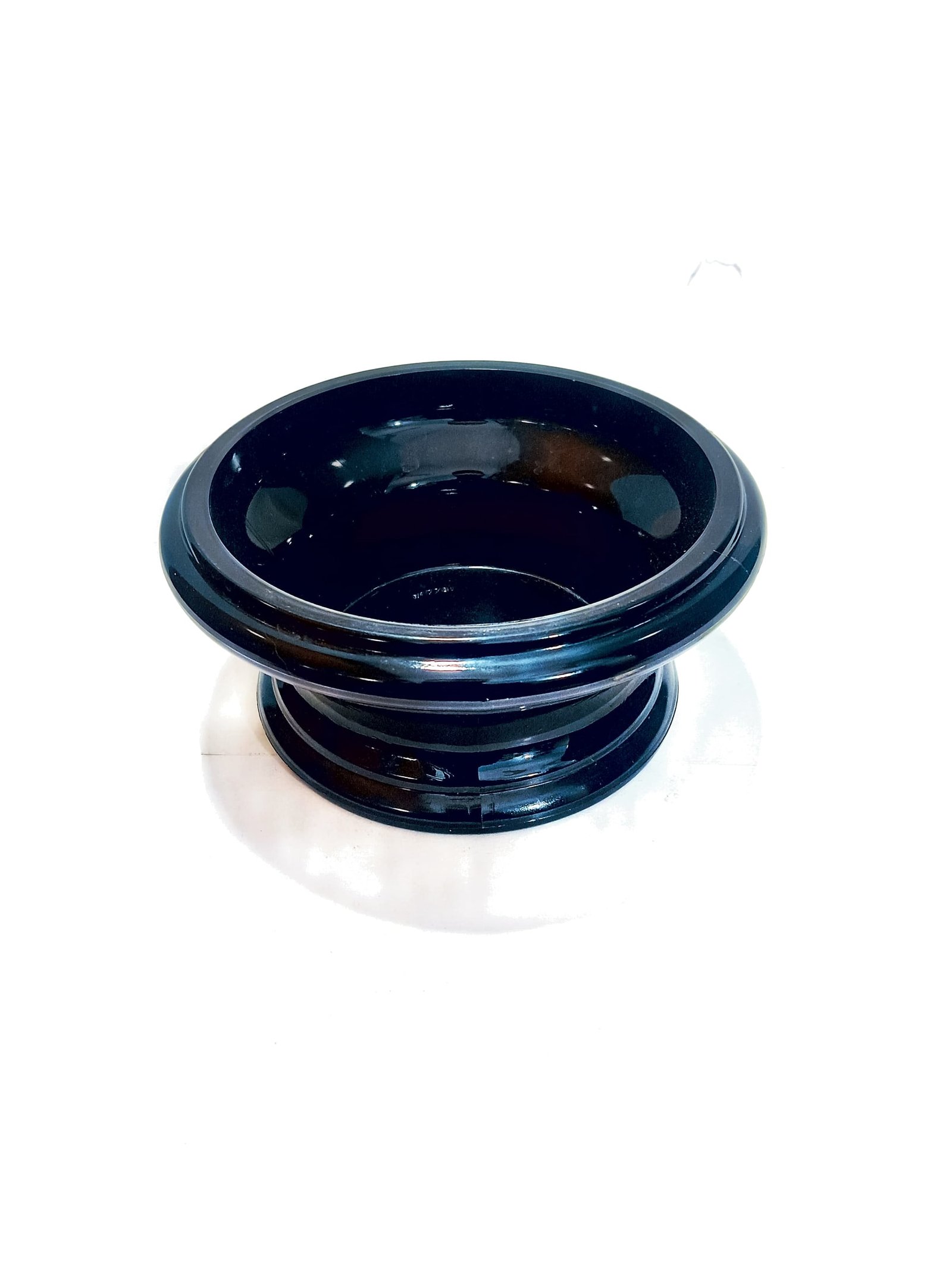 Vintage Black Glass Stepped Pedestal Vase Stand