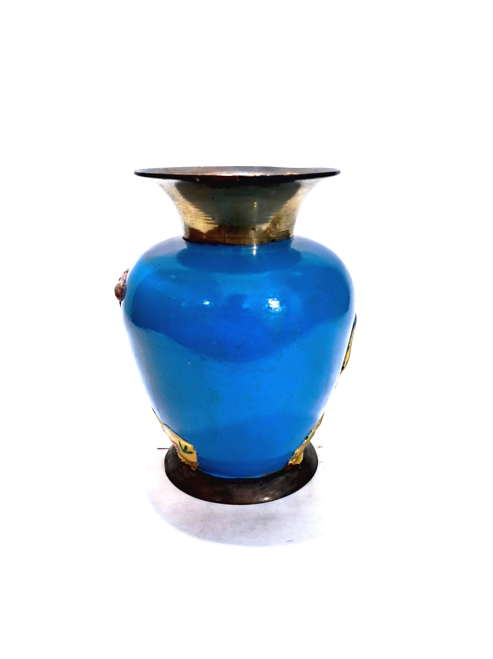Vintage Hand-Painted Brass Camel Cart Flower Vase