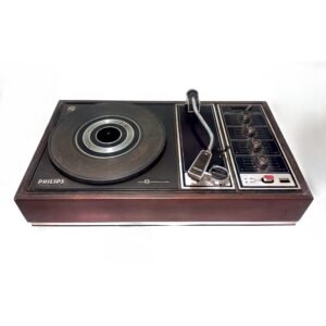 Vintage Philips Vinyl Record Player with 2 Additional Speakers