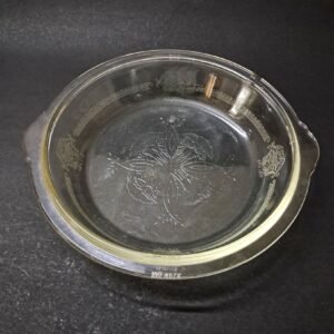 Vintage Round Philbe Clear Glass Dish – USA Glasbake | Embossed Floral Pattern