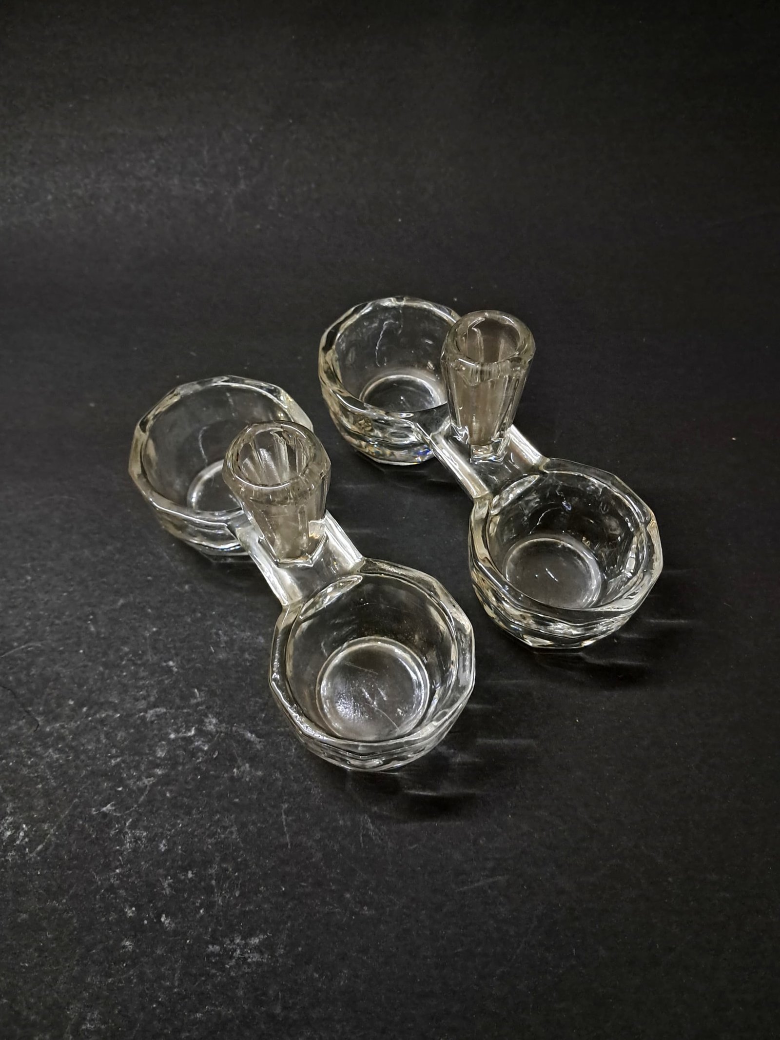 Vintage 1940s Double Master Pressed Glass Salt & Pepper Cellar