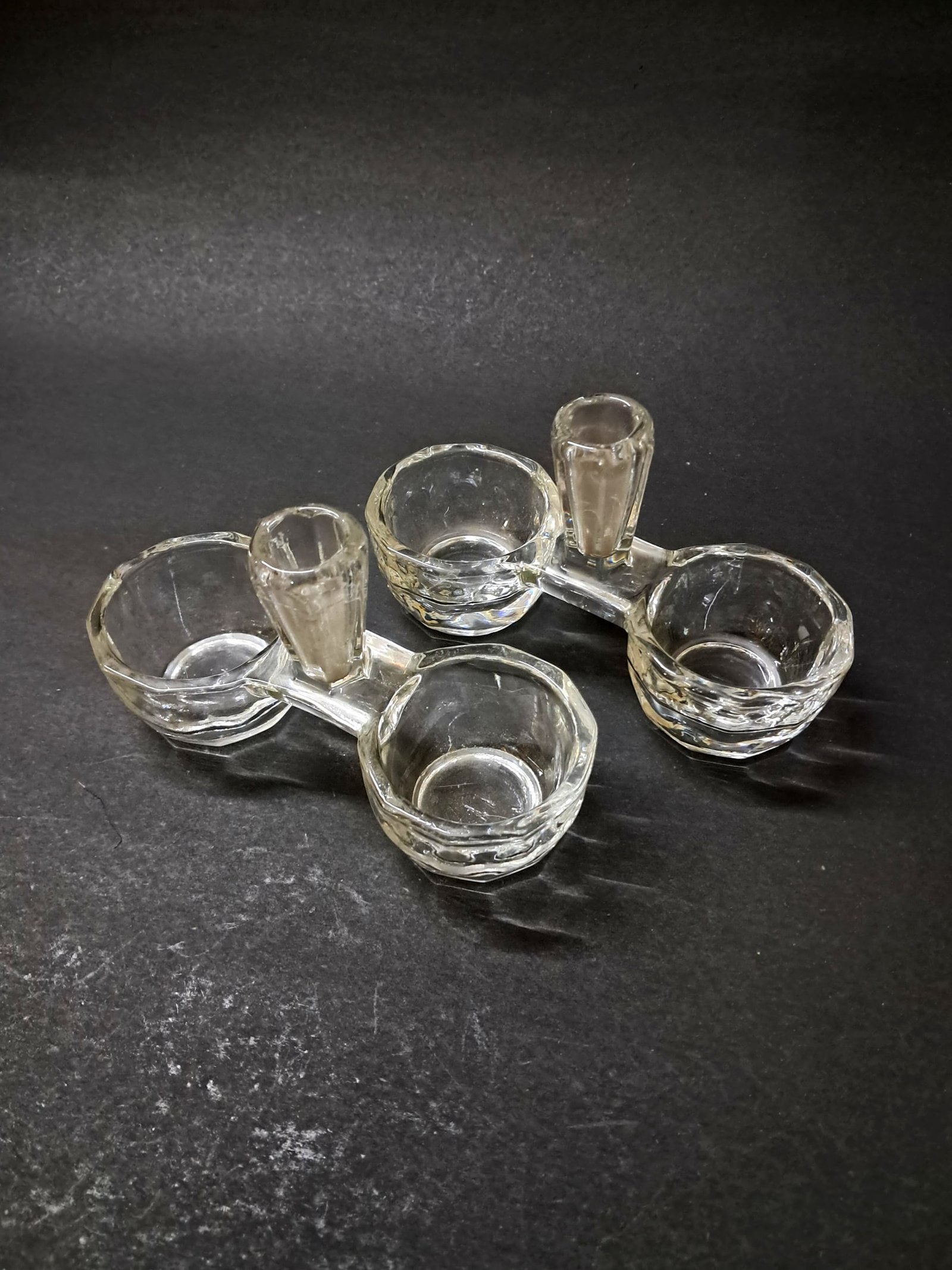 Vintage 1940s Double Master Pressed Glass Salt & Pepper Cellar
