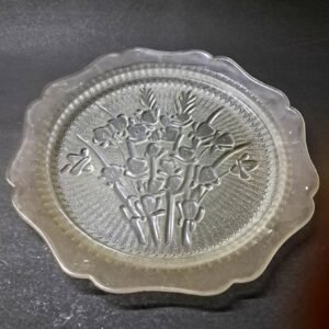 Vintage Jeannette Glass Iris & Herringbone Pattern Sandwich Serving Plate – Clear Pressed Glass