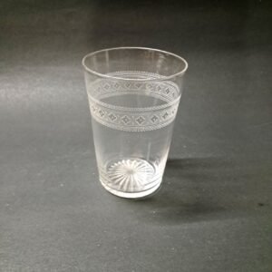 Vintage 1940s TIFFIN-FRANCISCAN Etched Flat Tumbler Drinking Glass – Floral Geometric Design