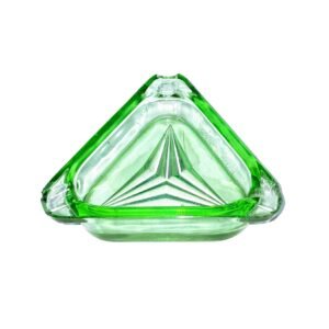 Vintage Green Glass Triangle Ashtray – Geometric Mid-Century Design